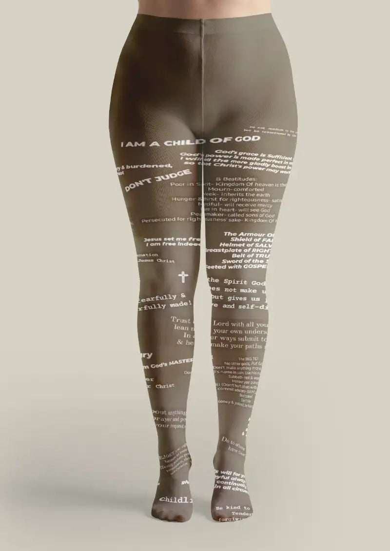 White Bible Script Tights