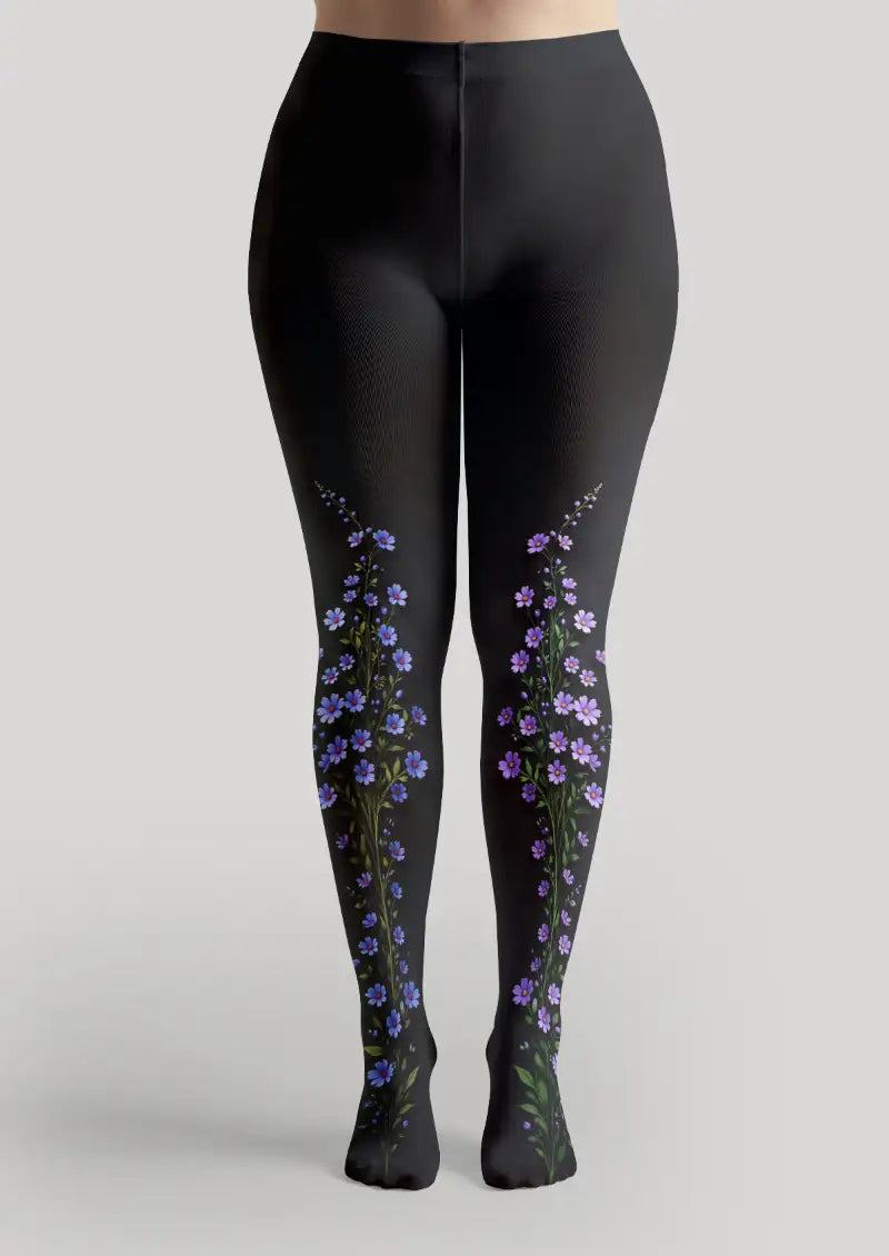 Black Floral Tights