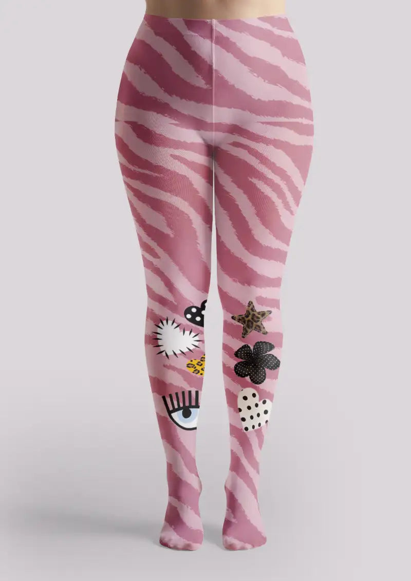 Y2K Graphic Patchwork Tights Hosiery Pantyhose