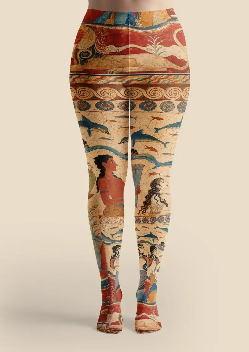Ancient Ocean Fresco Graphic Tights Hosiery Pantyhose