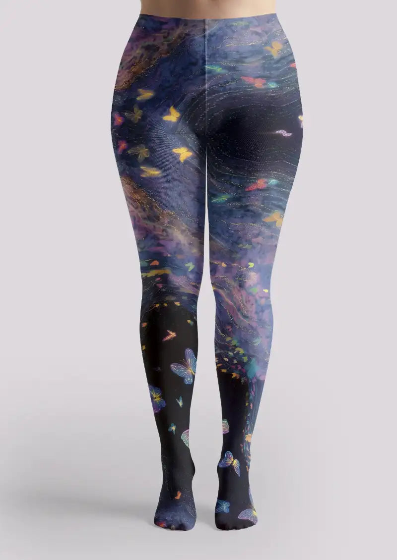 Galaxy Butterfly Graphic Tights Hosiery Pantyhose