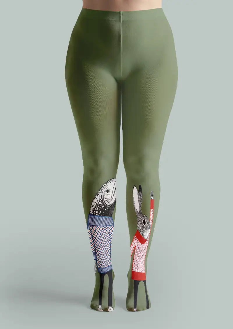 Fish Rabbit Graphic Tights Hosiery Pantyhose