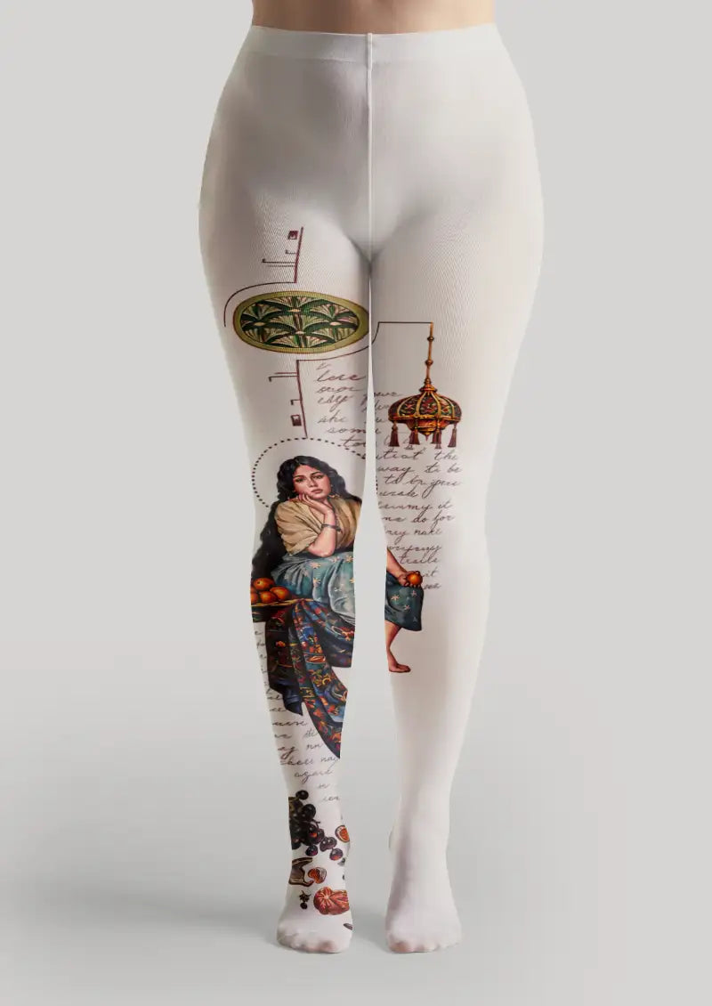 White Story Illustration Tights