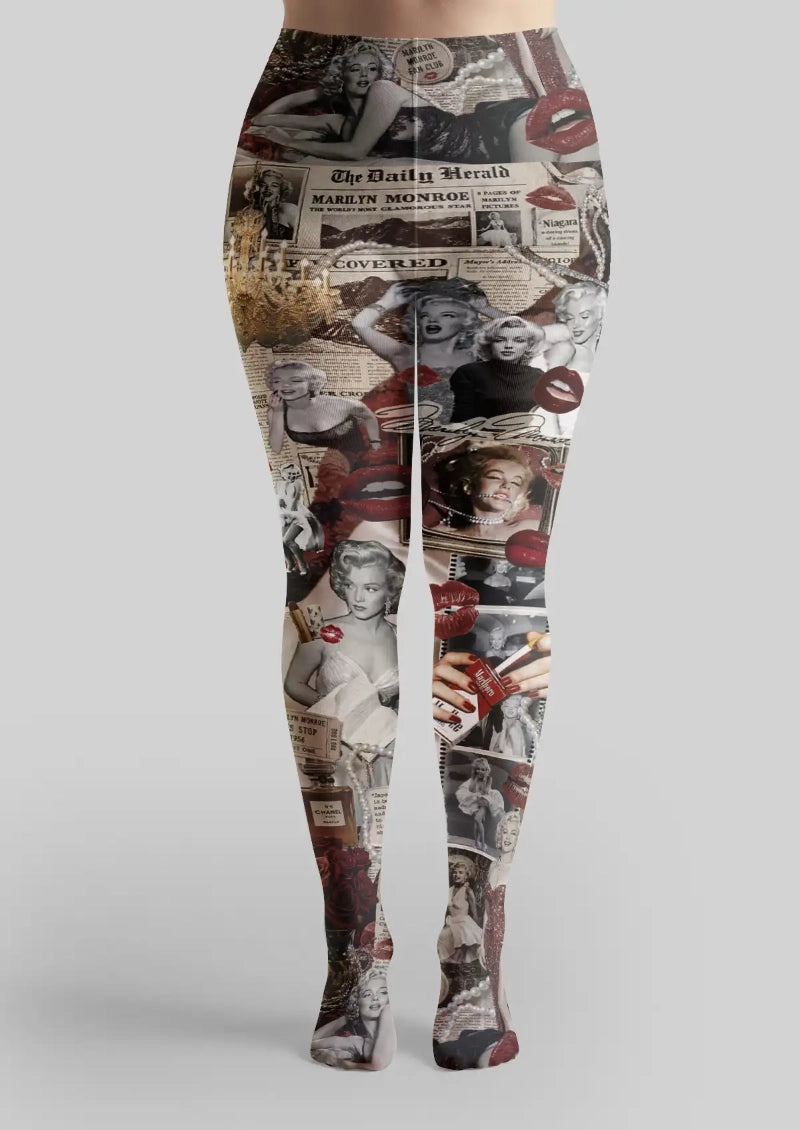 Vintage Glamour Collage Graphic Tights Hosiery Pantyhose