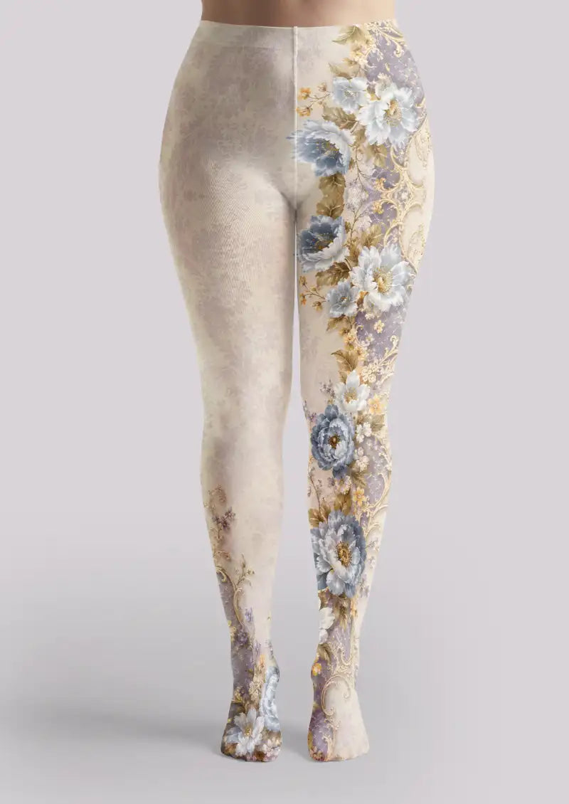 Royal Floral Ornament Tights Hosiery Pantyhose