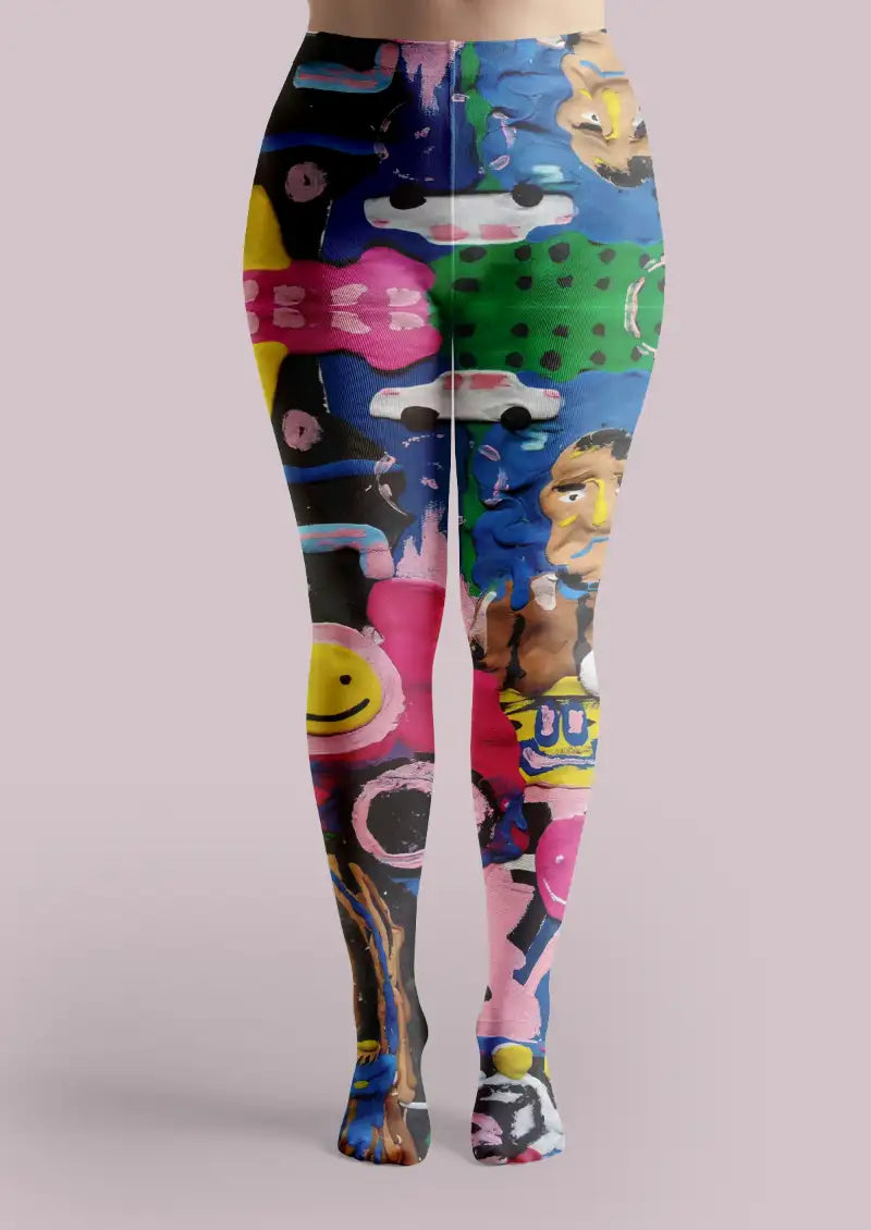 Abstract Pop Art Graphic Print Tights Hosiery Pantyhose