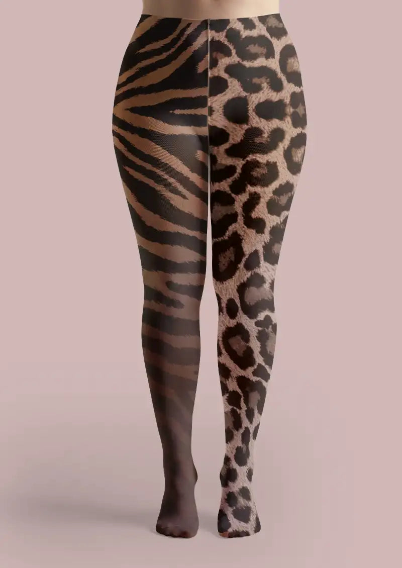 Animal Print Patchwork Tights Hosiery Pantyhose