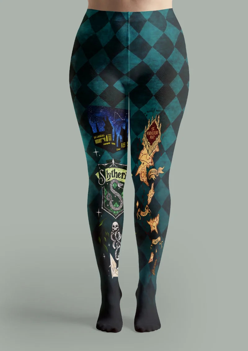 Green Map Serpent Tights