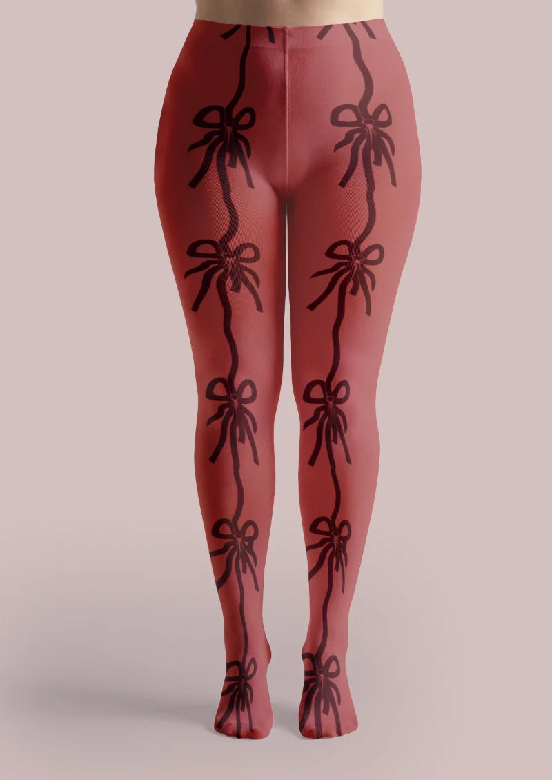 Red Ribbon Bow Tights