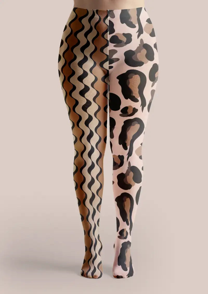 Animal Print Wave Pattern Tights Hosiery Pantyhose