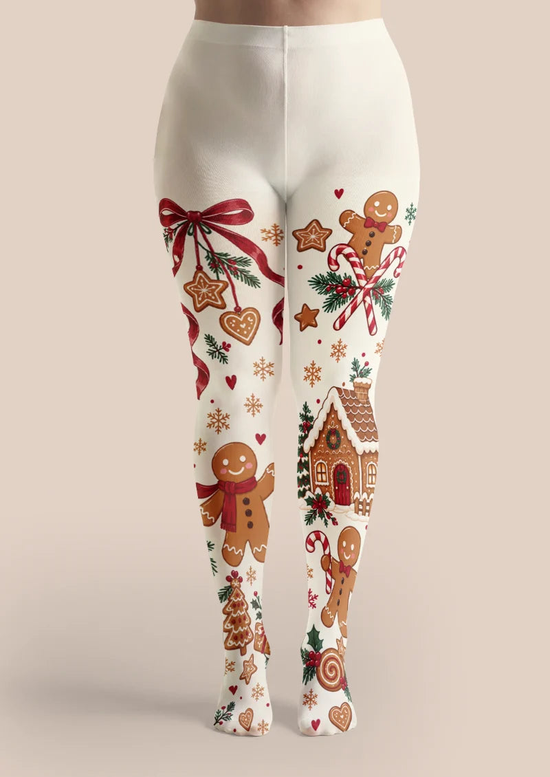 Ivory Gingerbread Christmas Tights