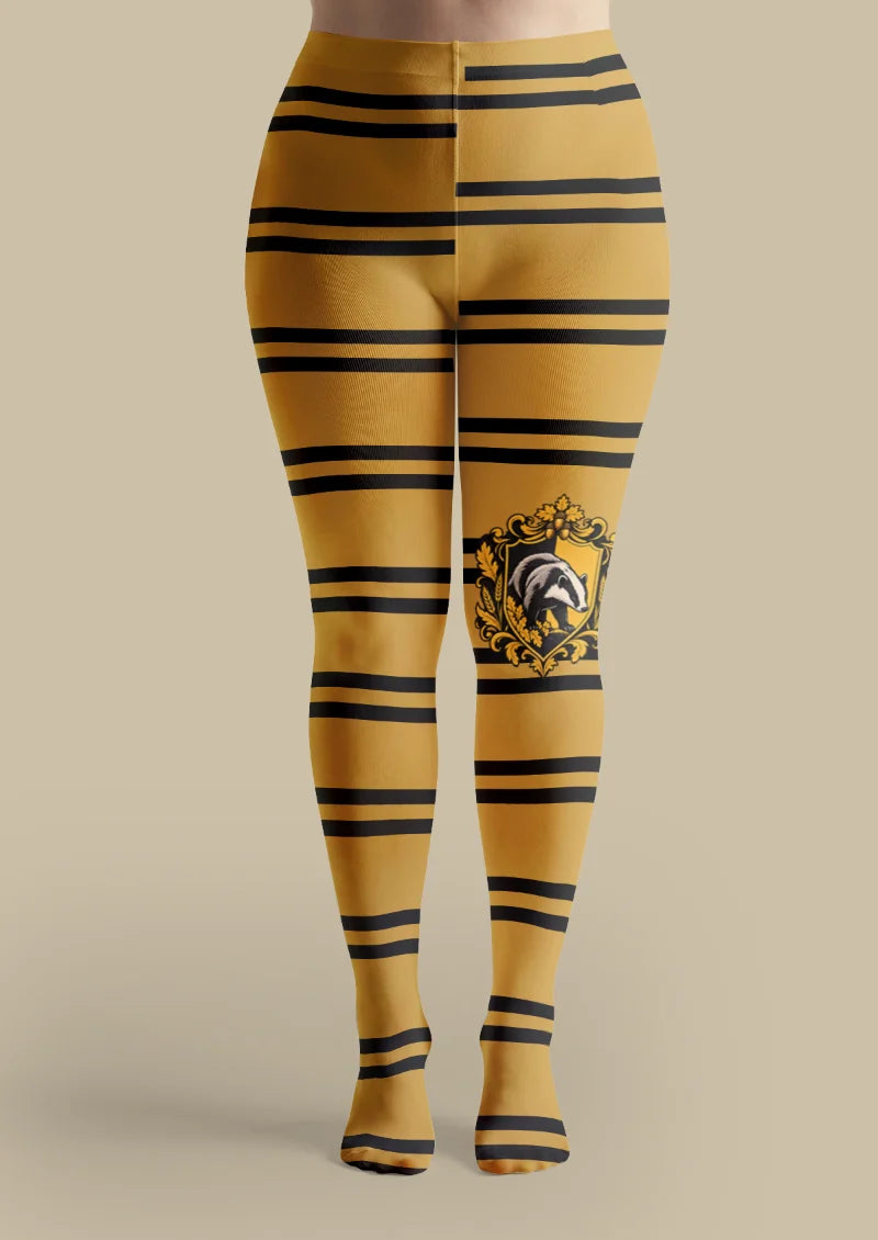 Yellow Badger Crest Stripe Tights