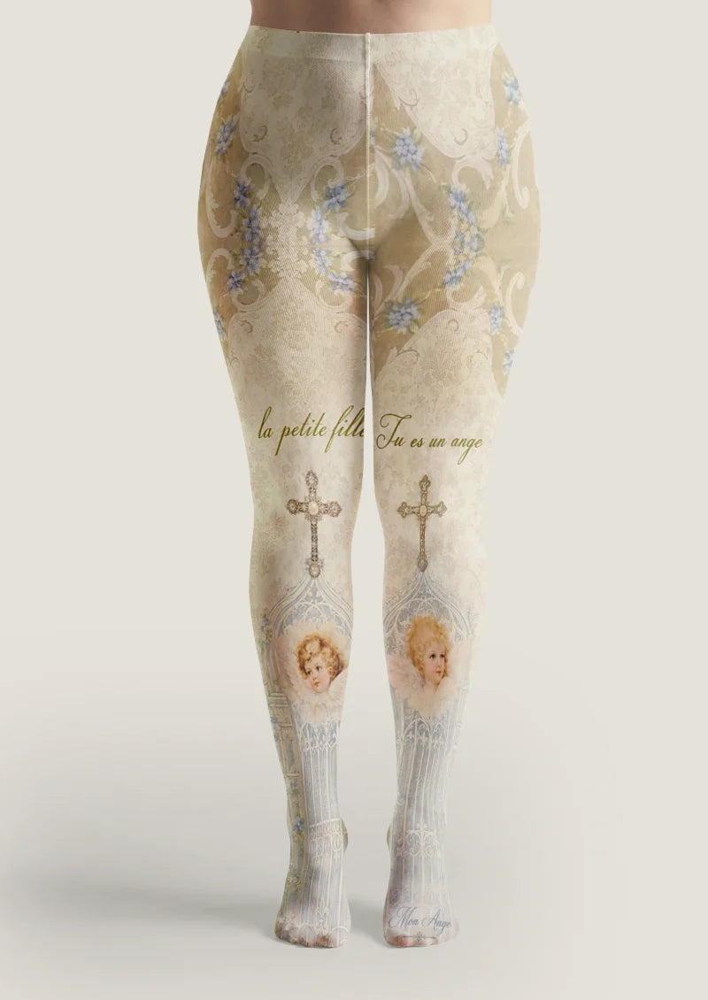 Ivory Cherub and Cross Tights