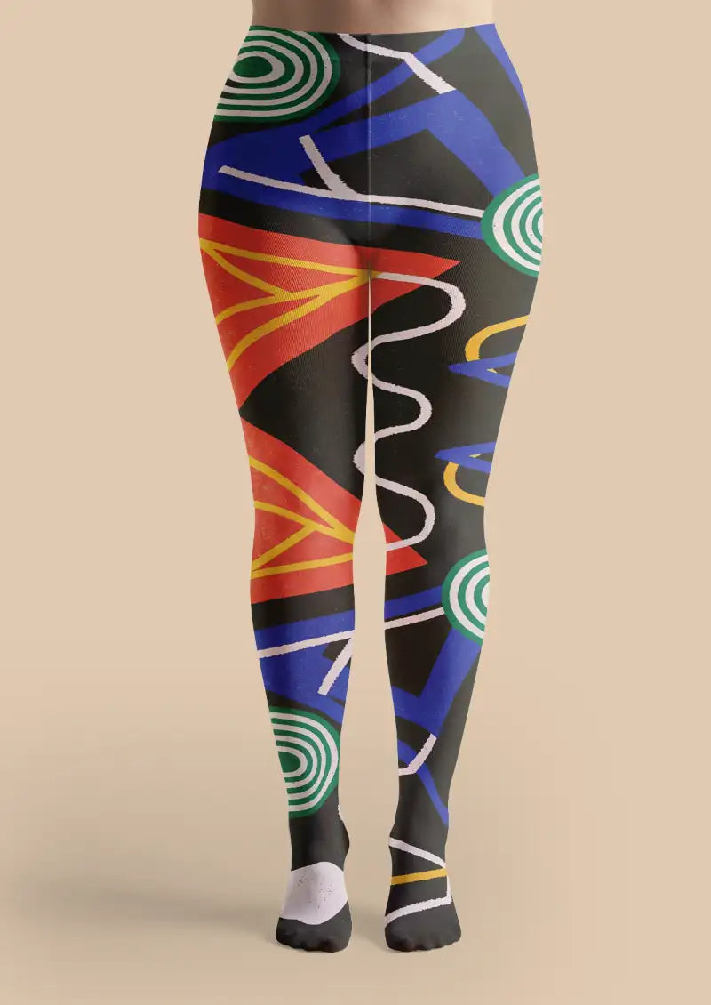 Abstract Memphis Geometry Tights Hosiery Pantyhose