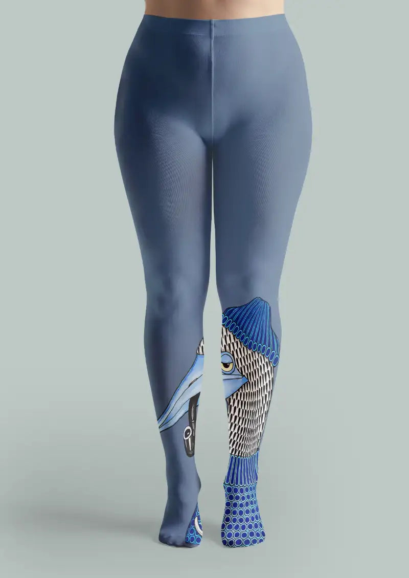 Blue Bird Graphic Tights Hosiery Pantyhose
