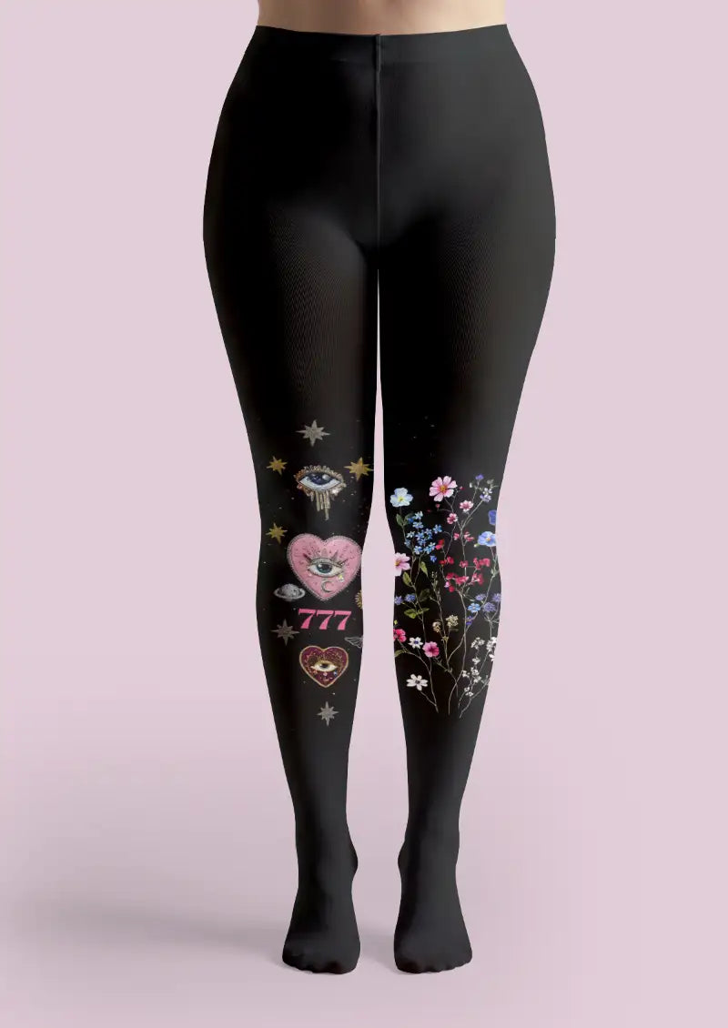 Mystic Eye Wildflower Graphic Tights Hosiery Pantyhose
