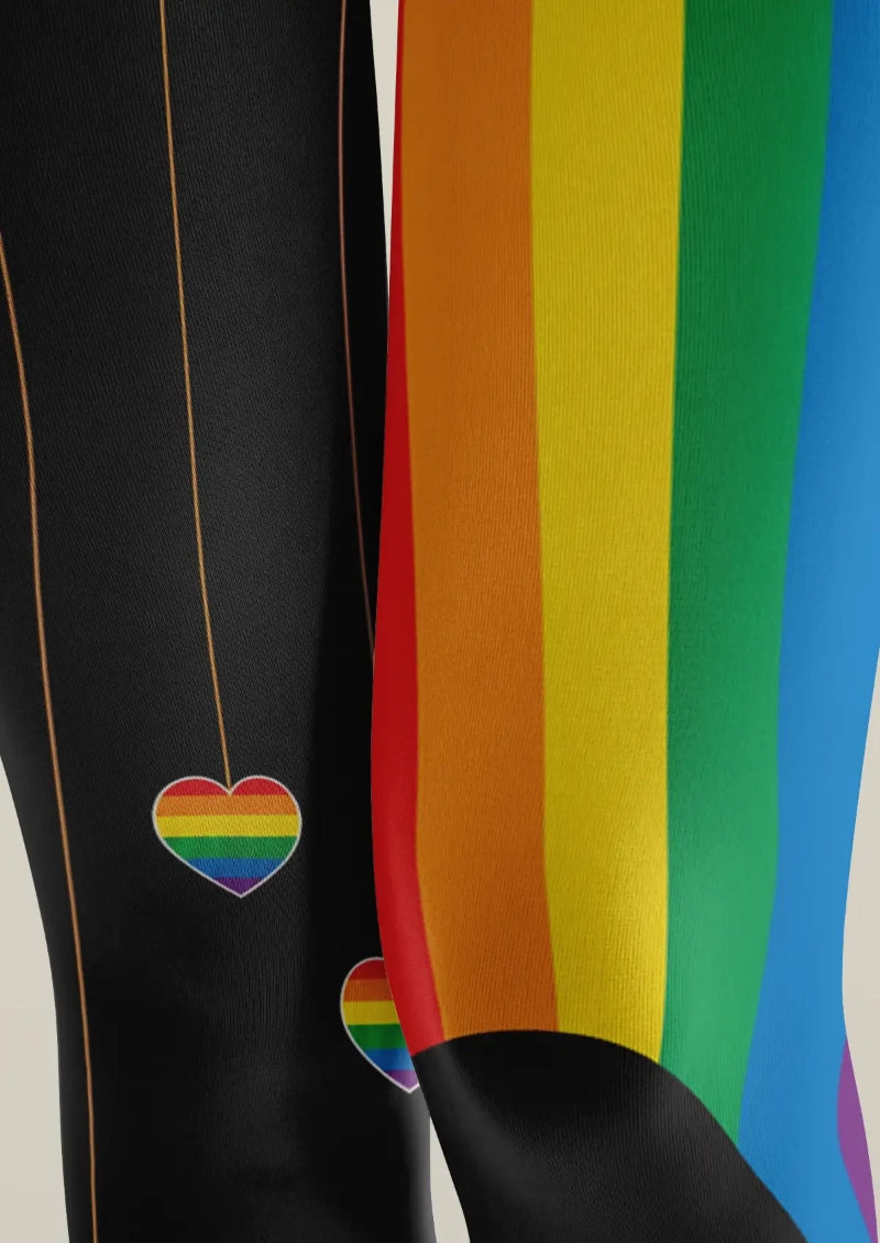Rainbow Heart Stripe Graphic Tights Hosiery Pantyhose