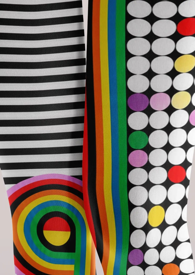 Rainbow Dot Stripe Graphic Tights Hosiery Pantyhose