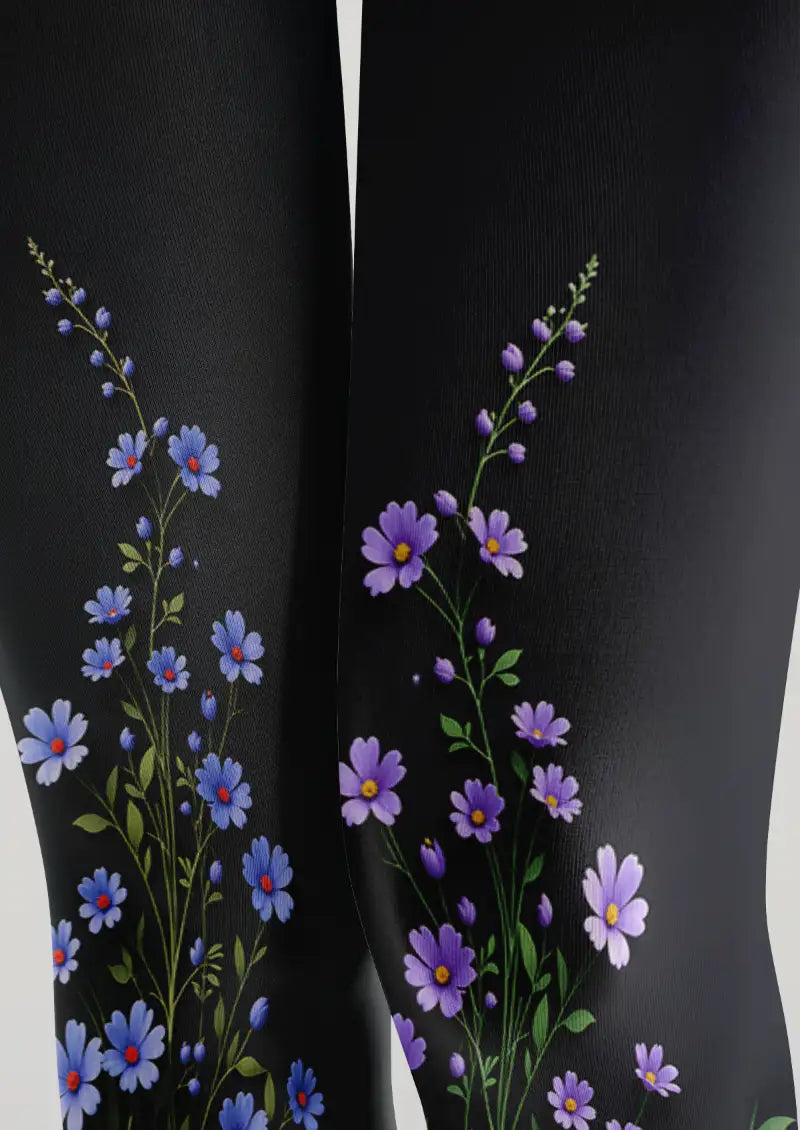Black Floral Tights