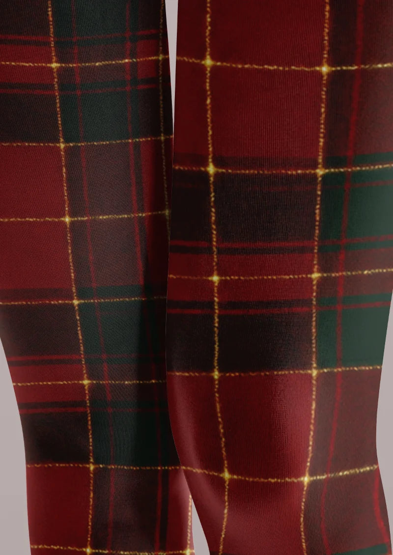 Red Green Plaid Tights
