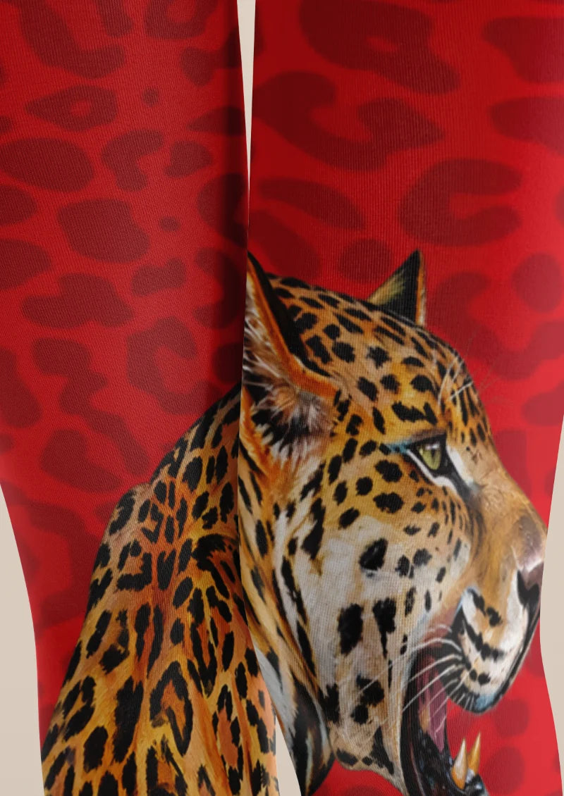 Red Leopard Portrait Tights