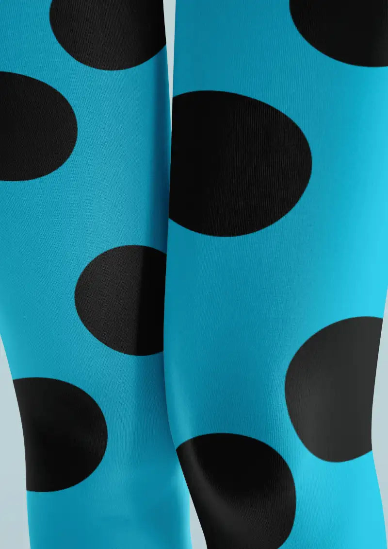 Blue Black Polka Dot Tights
