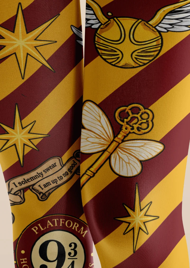 Yellow Burgundy Magic Stripe Tights