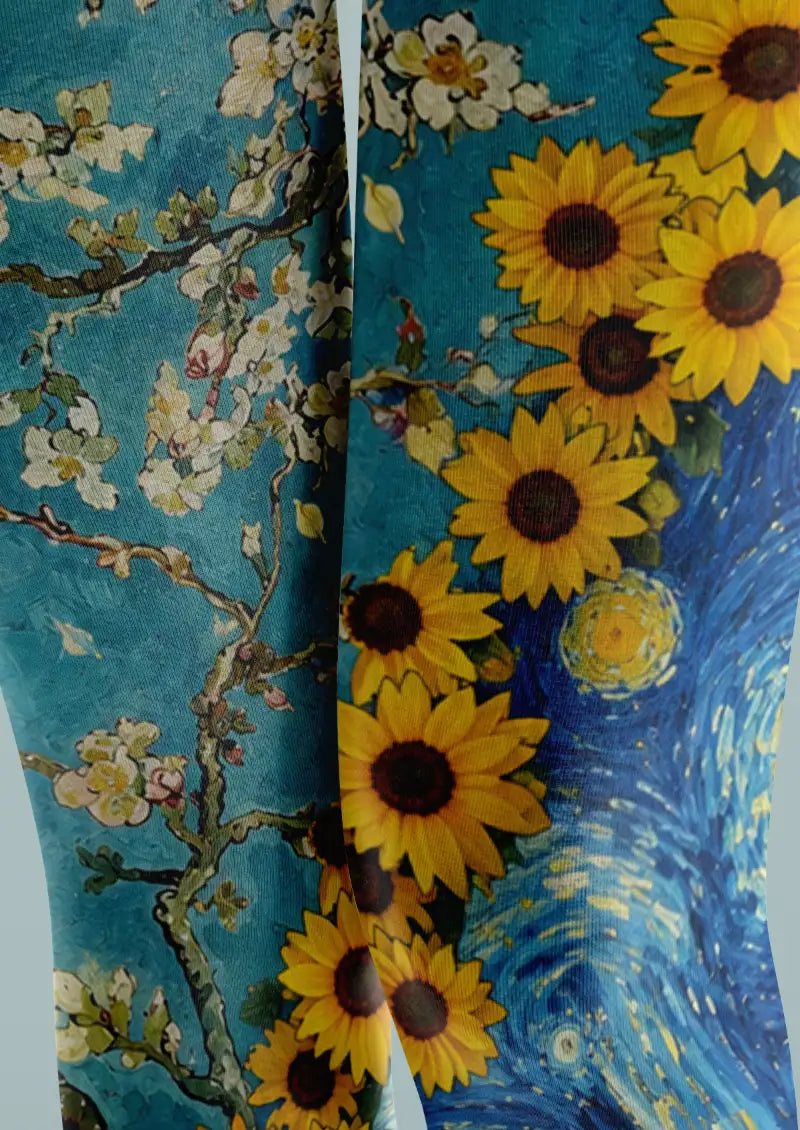 Blue Sunflower Starry Sky Tights