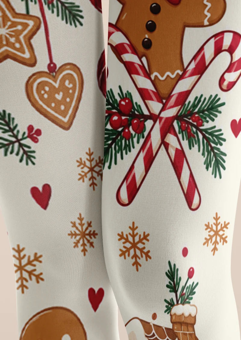Ivory Gingerbread Christmas Tights