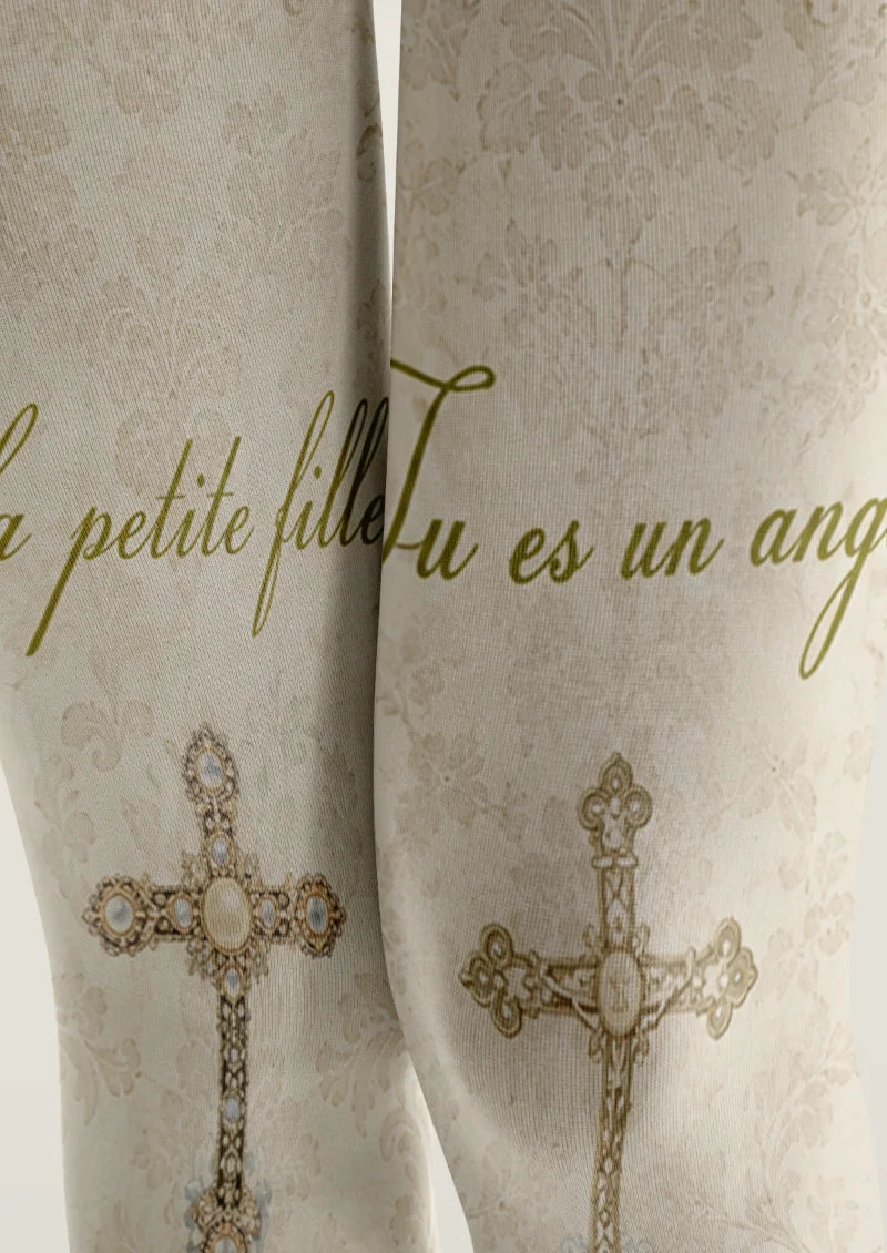 Ivory Cherub and Cross Tights