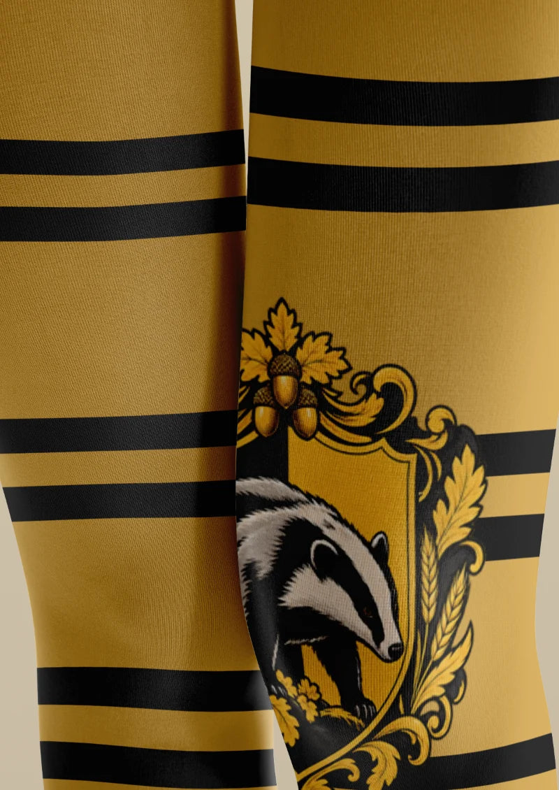 Yellow Badger Crest Stripe Tights