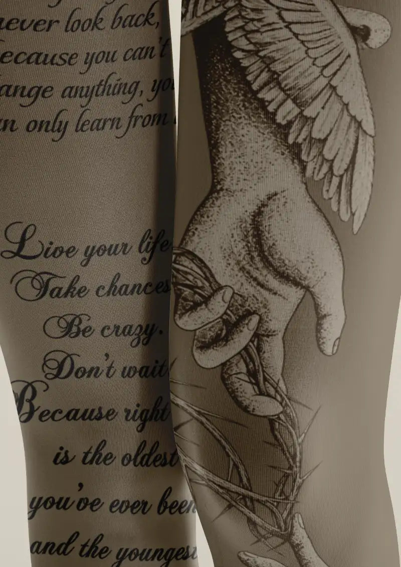 Gray Bible Angel Script Tights