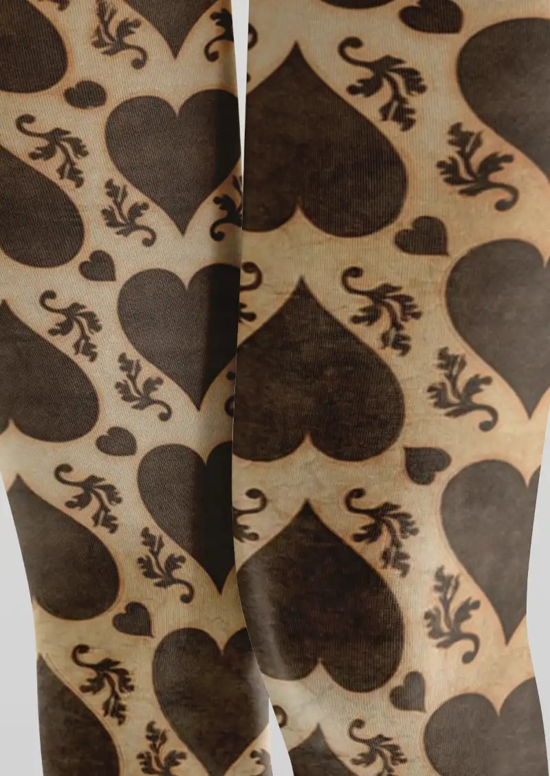 Vintage Heart Damask Pattern Tights Hosiery Pantyhose