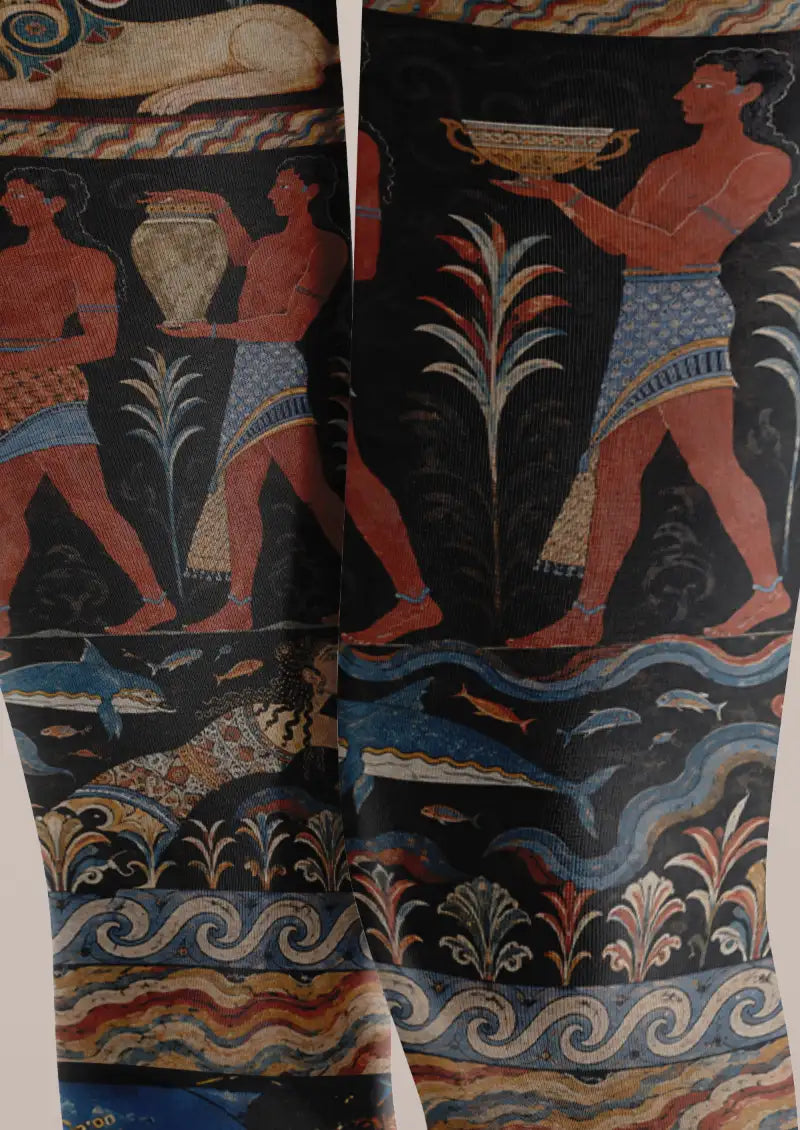 Ancient Greek Fresco Graphic Tights Hosiery Pantyhose