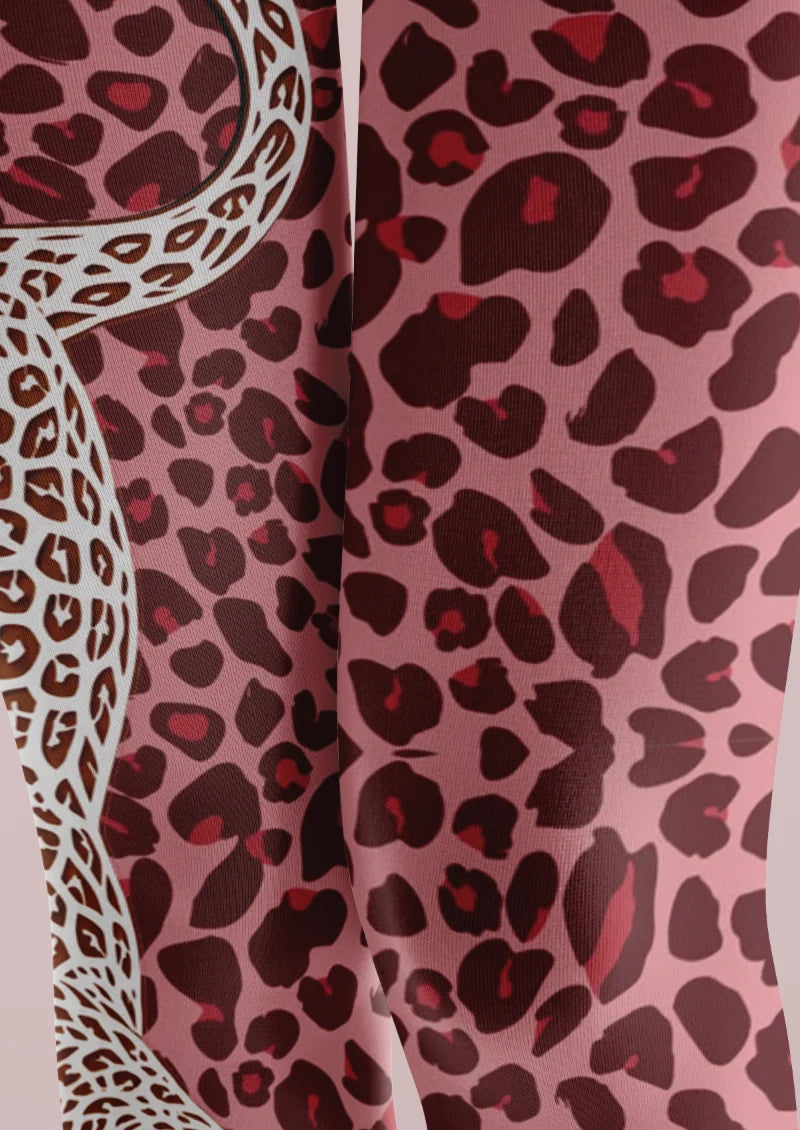 Pink White Leopard Portrait Tights