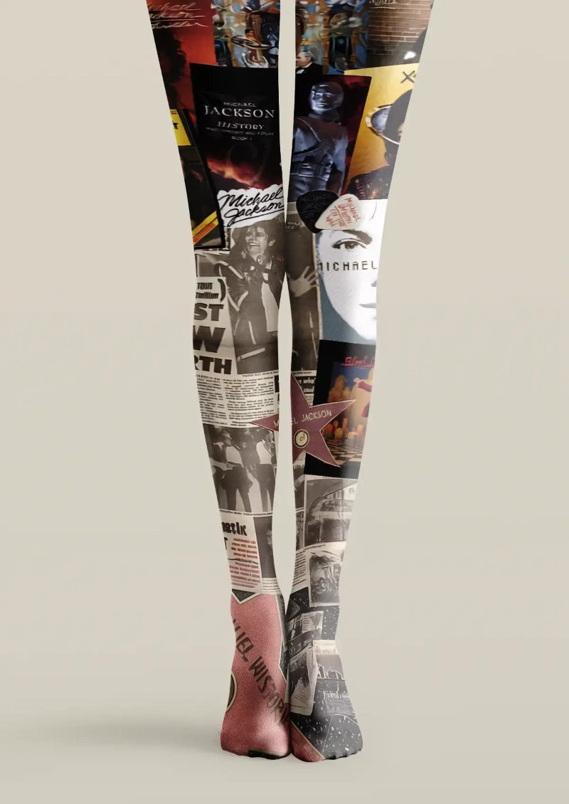 Pop Star Collage Graphic Tights Hosiery Pantyhose