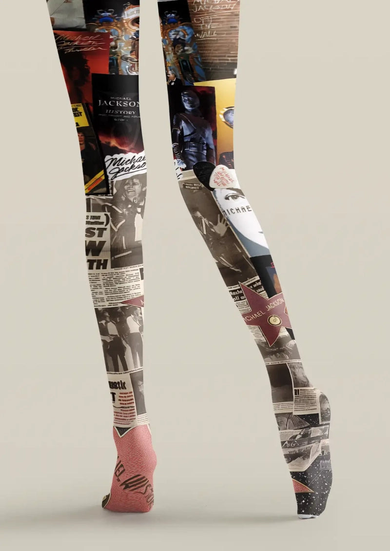 Pop Star Collage Graphic Tights Hosiery Pantyhose