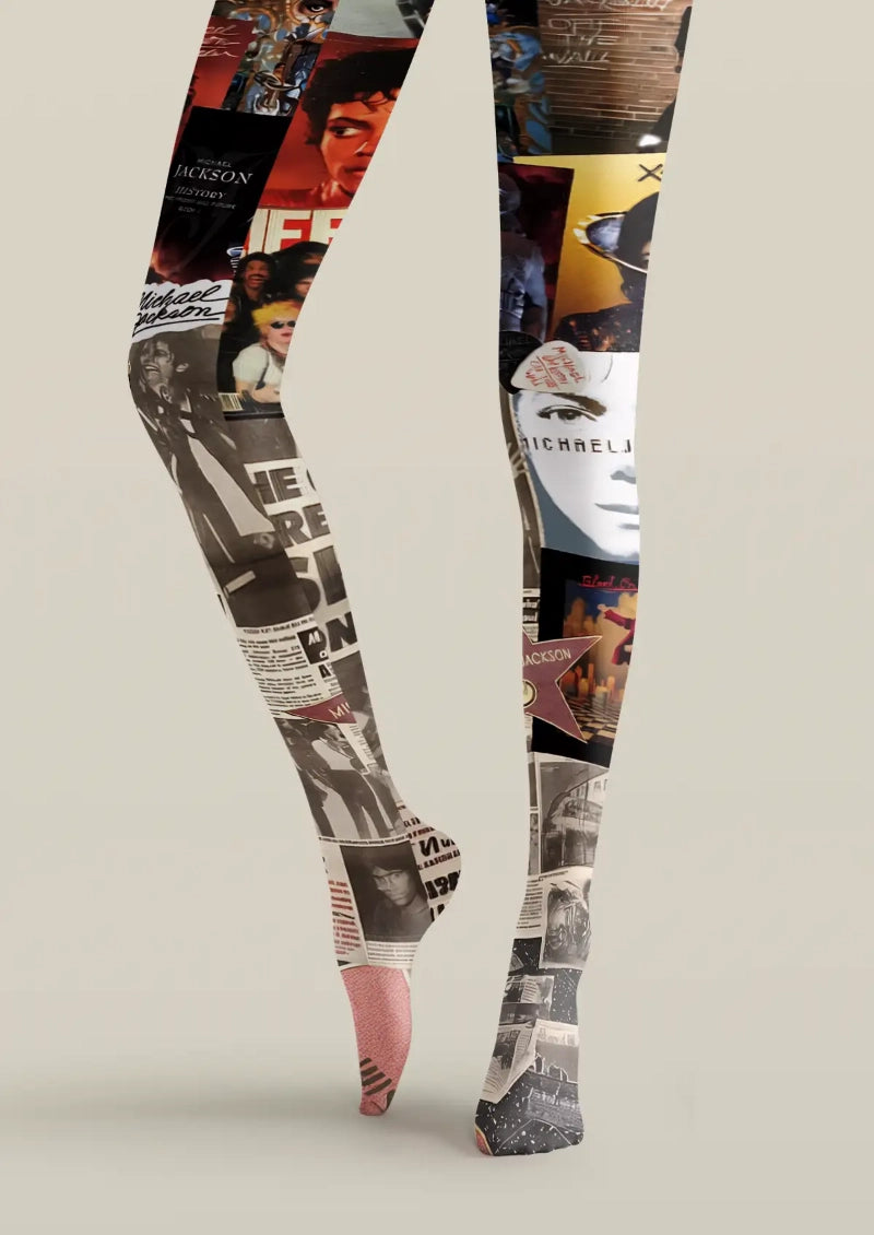 Pop Star Collage Graphic Tights Hosiery Pantyhose