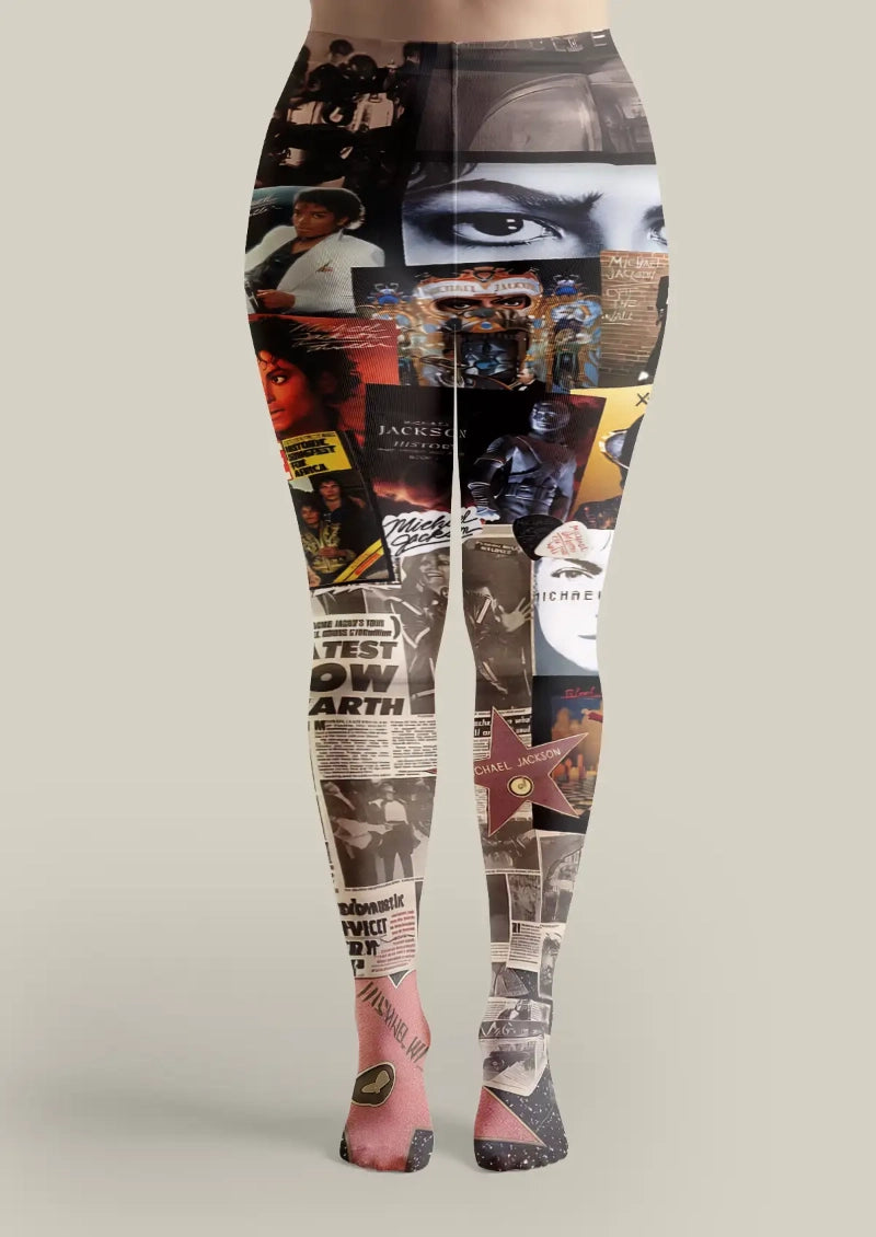 Pop Star Collage Graphic Tights Hosiery Pantyhose