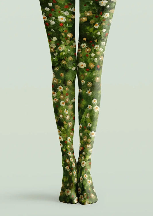 Green Meadow Floral Tights Hosiery Pantyhose