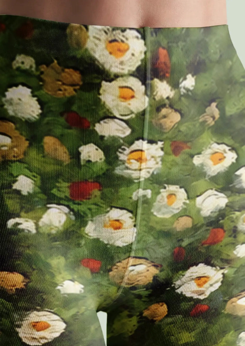Green Meadow Floral Tights Hosiery Pantyhose