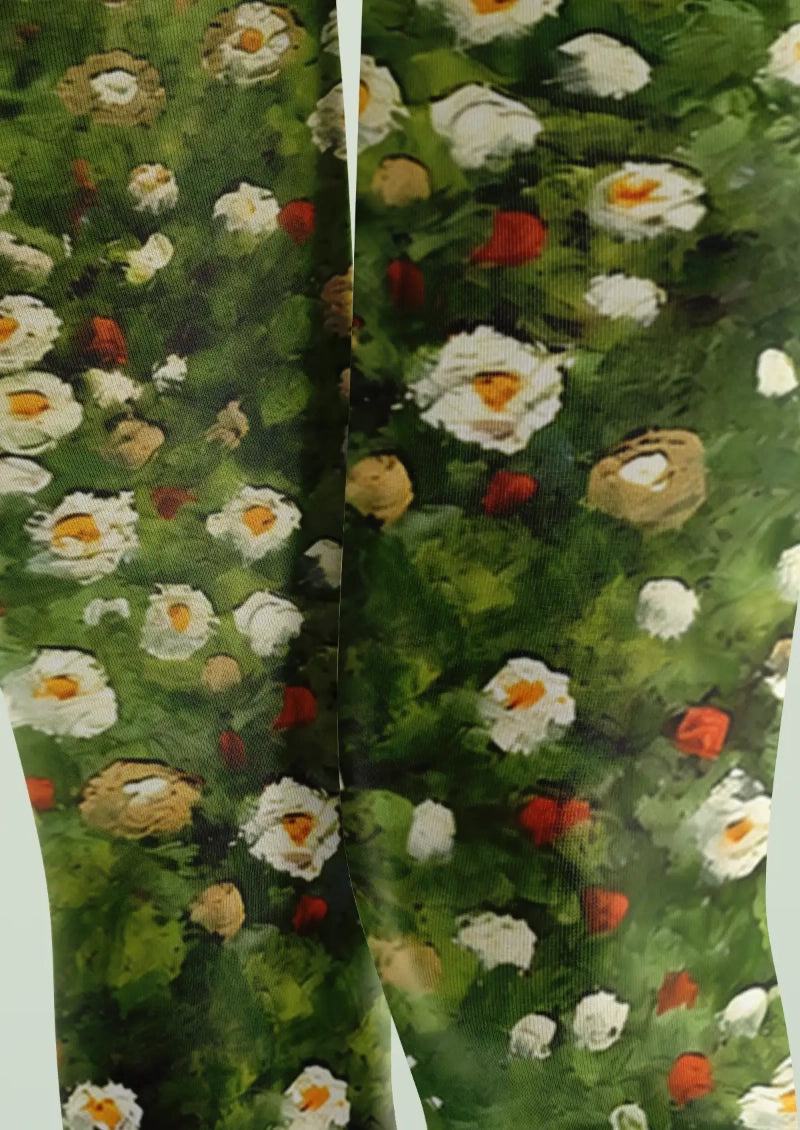 Green Meadow Floral Tights Hosiery Pantyhose