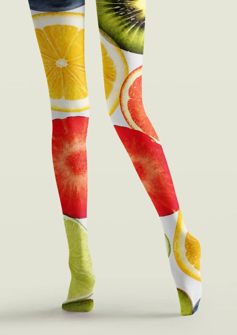 Citrus Fruit Graphic Tights Hosiery Pantyhose