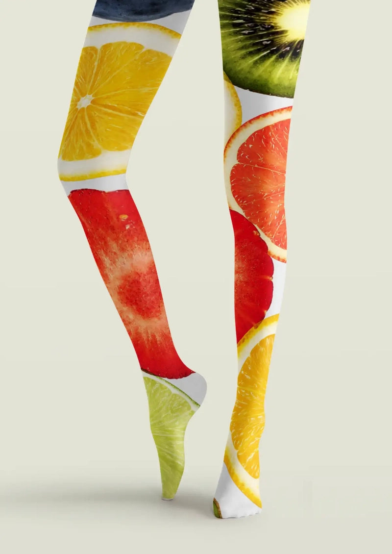Citrus Fruit Graphic Tights Hosiery Pantyhose