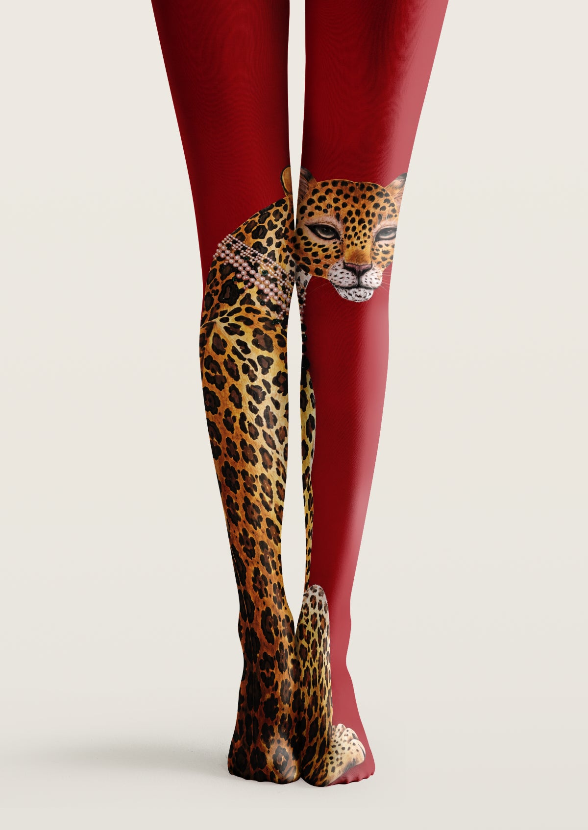 Pearl Leopard Asymmetric Printed Tights Hosiery Pantyhose