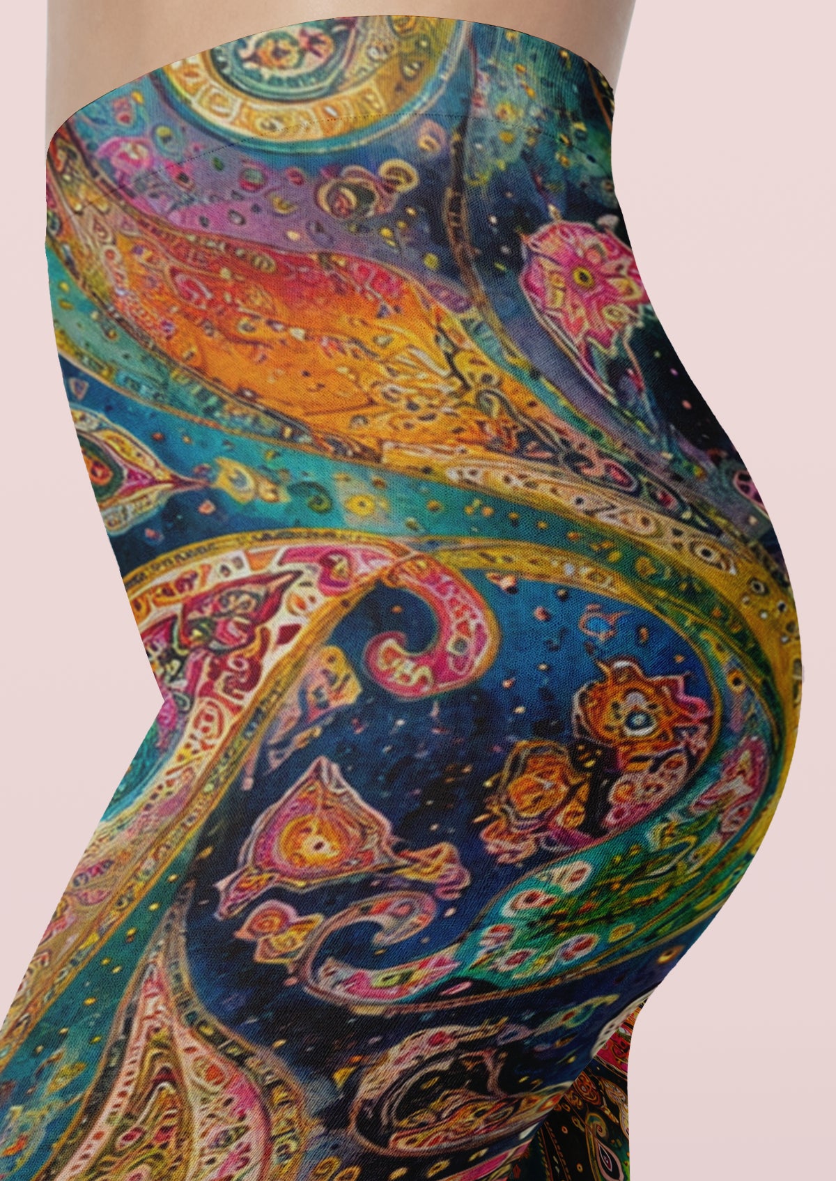 Navy Multicolor Paisley Tights