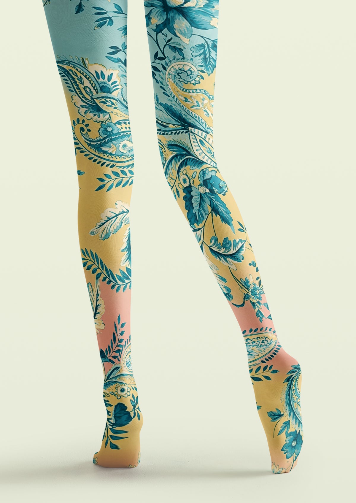 Blue Floral Paisley Tights