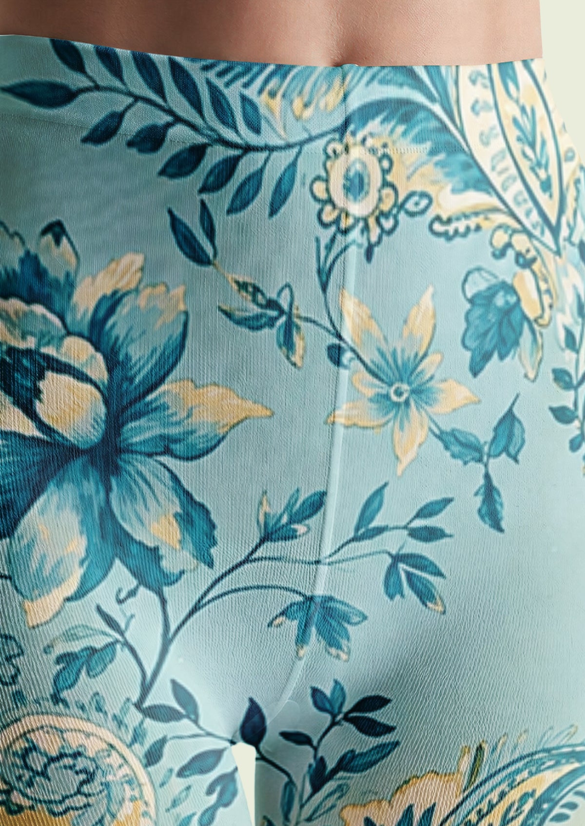 Blue Floral Paisley Tights
