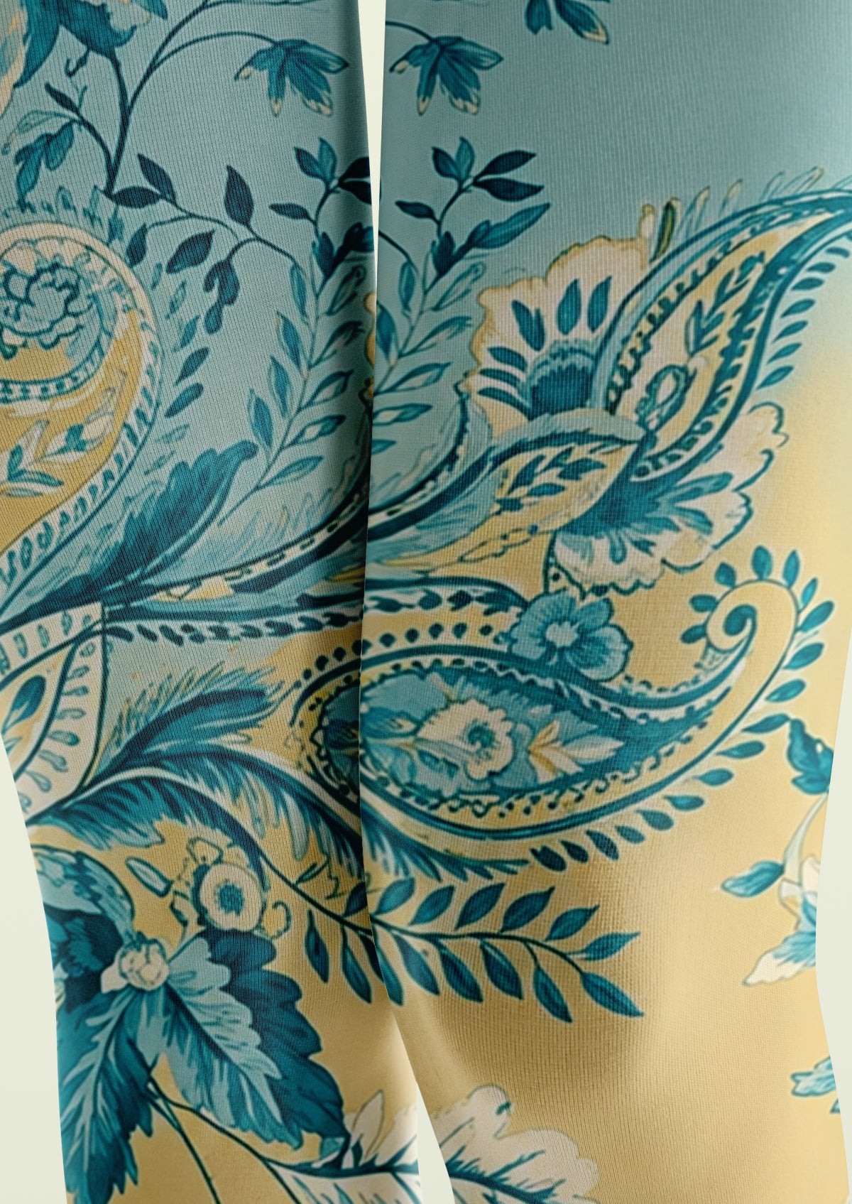 Blue Floral Paisley Tights