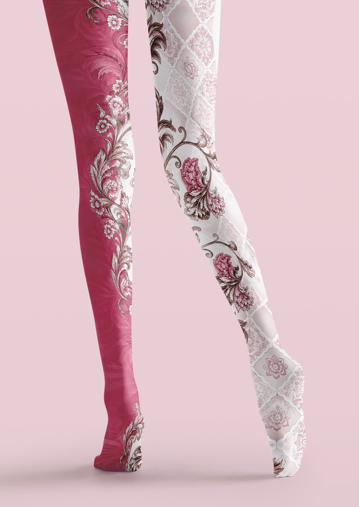Pink Vintage Floral Tights